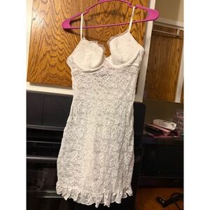 Victorias Secret The‎ Lacie White Lace Underwire Slip Dress Ruffle Back Large